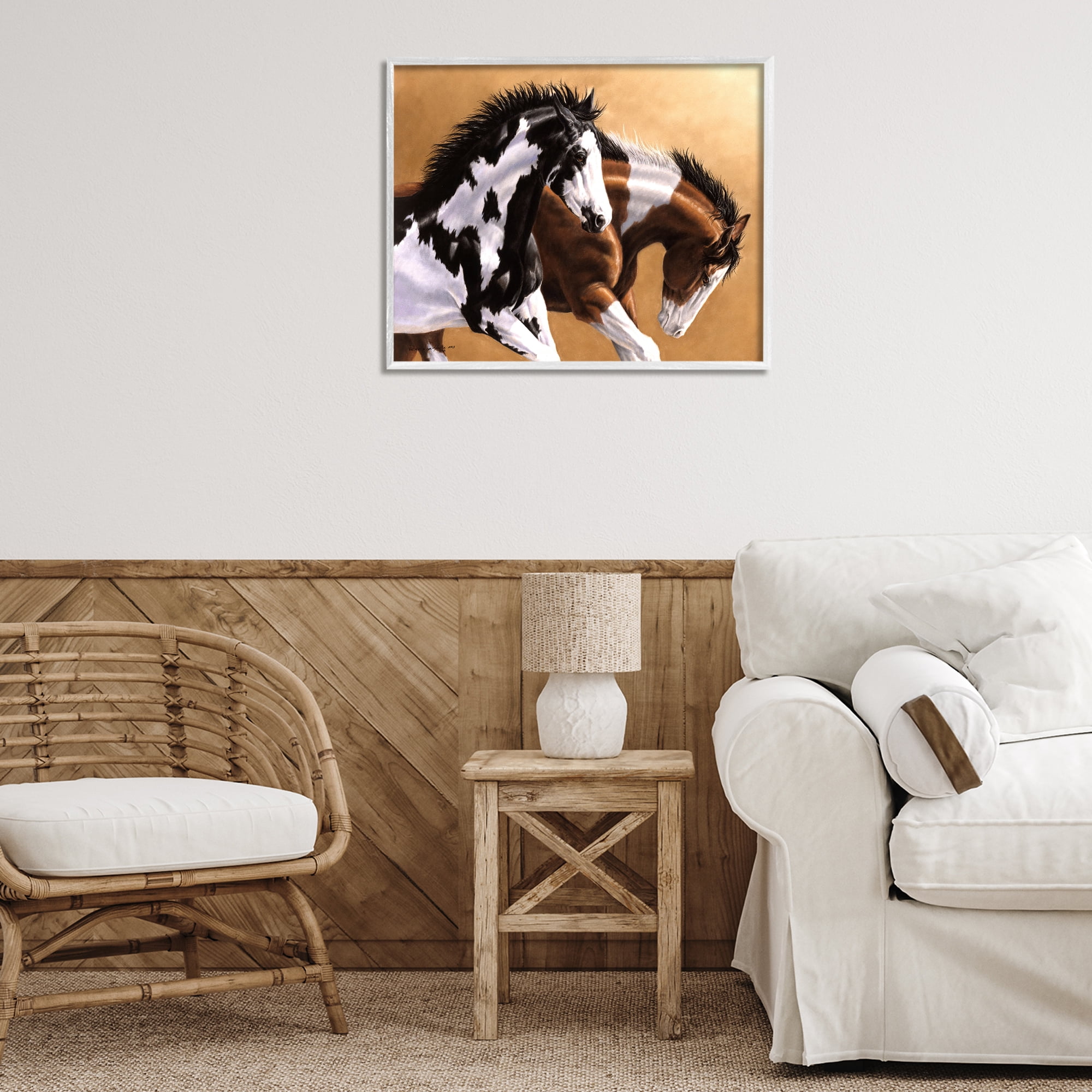 Stupell Industries Wild & Free Mares Animals & Insects Painting White Framed Art Print Wall Art, 30 x 24