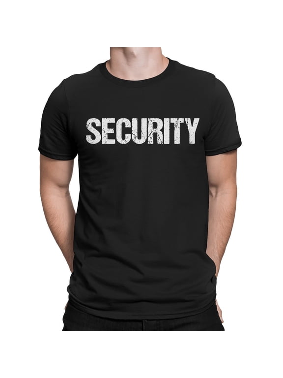 NYC Factory Security T-Shirt Black Mens White Tee Staff Event Front & Back Print 3XL