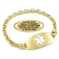 thumbnail image 1 of MedicEngraved Yellow Gold Stainless Steel Custom Medical Alert Bracelet - 5mm Oval Link, 1 of 7