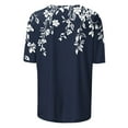 thumbnail image 4 of ZQUUVOU Womens Casual T-Shirts Front Pleated Crew Neck Short Sleeve Loose Fit Tops(Navy,M), 4 of 7