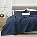 thumbnail image 3 of EXQ Home Quilt Set King Size Navy 3 Piece,Lightweight Soft Coverlet Modern Style Squares Pattern Bedspread Set(1 Quilt,2 Pillow Shams), 3 of 4