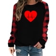 thumbnail image 2 of Meichang Hauts de la Saint-Valentin pour Femmes Imprimé Cœur Tee Manches Longues Raglan Col Rond Coupe Ample Sortie Sweat-Shirt Cœur, 2 of 5