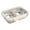B001- Beige, variant on Lunch Container, Stainless Steel Lunch Box, Bento Lunch Box, Compartment Lunch Box, 2 Divided Steel Box, Beige Accent Locking Lid, 8X6X2 Inch 304 Stainless Steel Build, Leak
