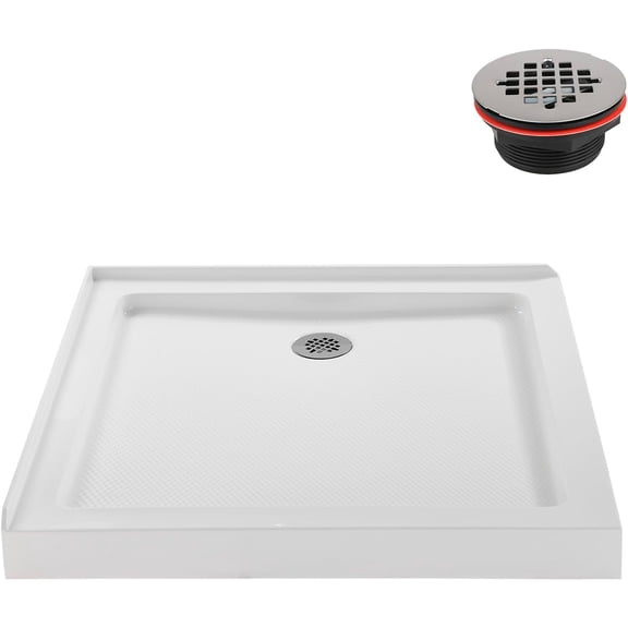 Streamline NT-342-426-RH 42 in. x 36 in. Corner Acrylic Shower Base in Glossy White with Right Drain, Drain Included