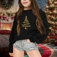 thumbnail image 2 of Girls Winter Hoodie Long Sleeve Fashion Printed Pullover Warm Cozy Kids Sweatshirt Black 4-5 Years, 2 of 4