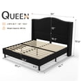 thumbnail image 3 of Merluxy Platform Bed Frame Tall Headboard Upholstered Bed with Velvet Nailhead Trim Arched Wingback,Queen,Black, 3 of 9