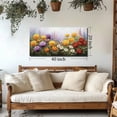thumbnail image 3 of Colorful Wildflower Floral Wall Art, Purple Yellow Red Poppy Daisy Flower Field Landscape Canvas Picture, 40x20 Inch Botanical Nature Artwork for Living Room Bedroom Home Decor, 3 of 9