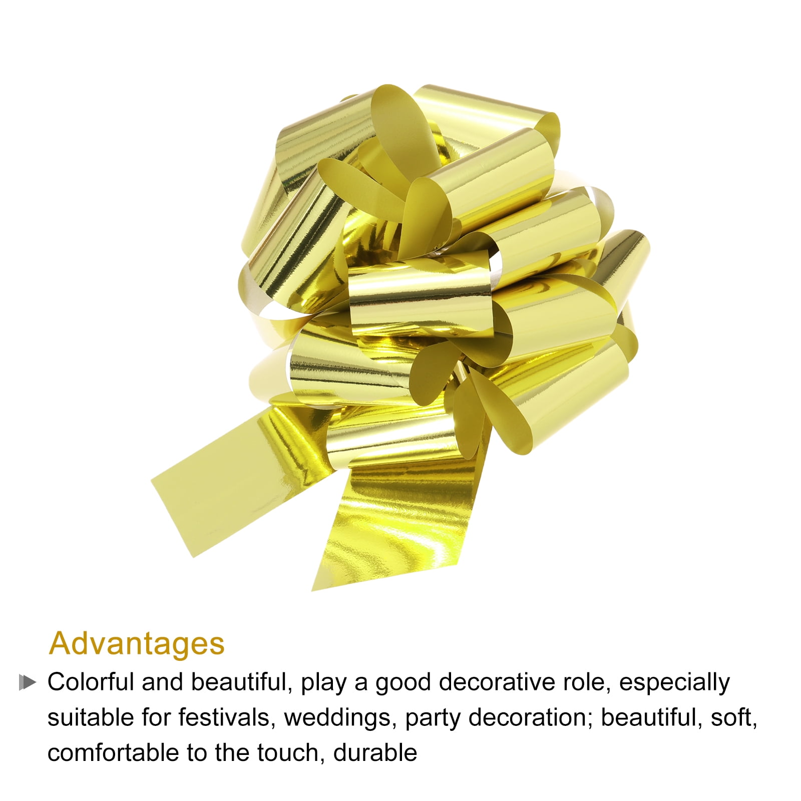 Uxcell Metallic Large Big Pull Bow Gift Wrapping Bows Ribbon for Wedding Car Presents Christmas Gold Tone 14 inch