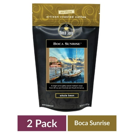 (2 pack) (2 Pack) Boca Java Boca Sunrise Medium Roast Whole Bean Coffee, 8 oz Bag