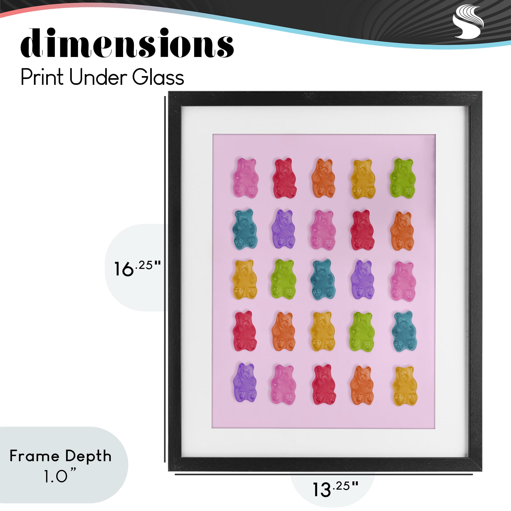 Stupell Industries Pastel Gummies on Pink Black Framed Print Under Glass, design by LISH Creative