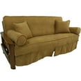 thumbnail image 3 of Blazing Needles Solid Microsuede Double Corded 8 to 9-inch Full Futon Slipcover Set with Four Throw Pillows (Set of 5), 3 of 5