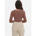 thumbnail image 4 of Womens Long Sleeve Scoop Neck Ribbed Knit Fitted Casual Tops Tee Slim Basic Shirts, 4 of 6