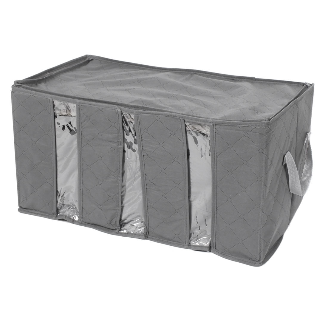 Clothes Blanket Closet Sweater Foldable Plastic & Nonwoven Fabrics Storage Box Case Bag, Gray, 58 x 29 x 33cm