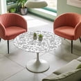 thumbnail image 4 of Grey Pastoral Flower Elastic Fitted Round Table Cover Farmhouse Floral Waterproof Outdoor Tablecloth for Holiday Party, Picnic, Patio & Dining Fits Tables Up to 45"-54", 4 of 8