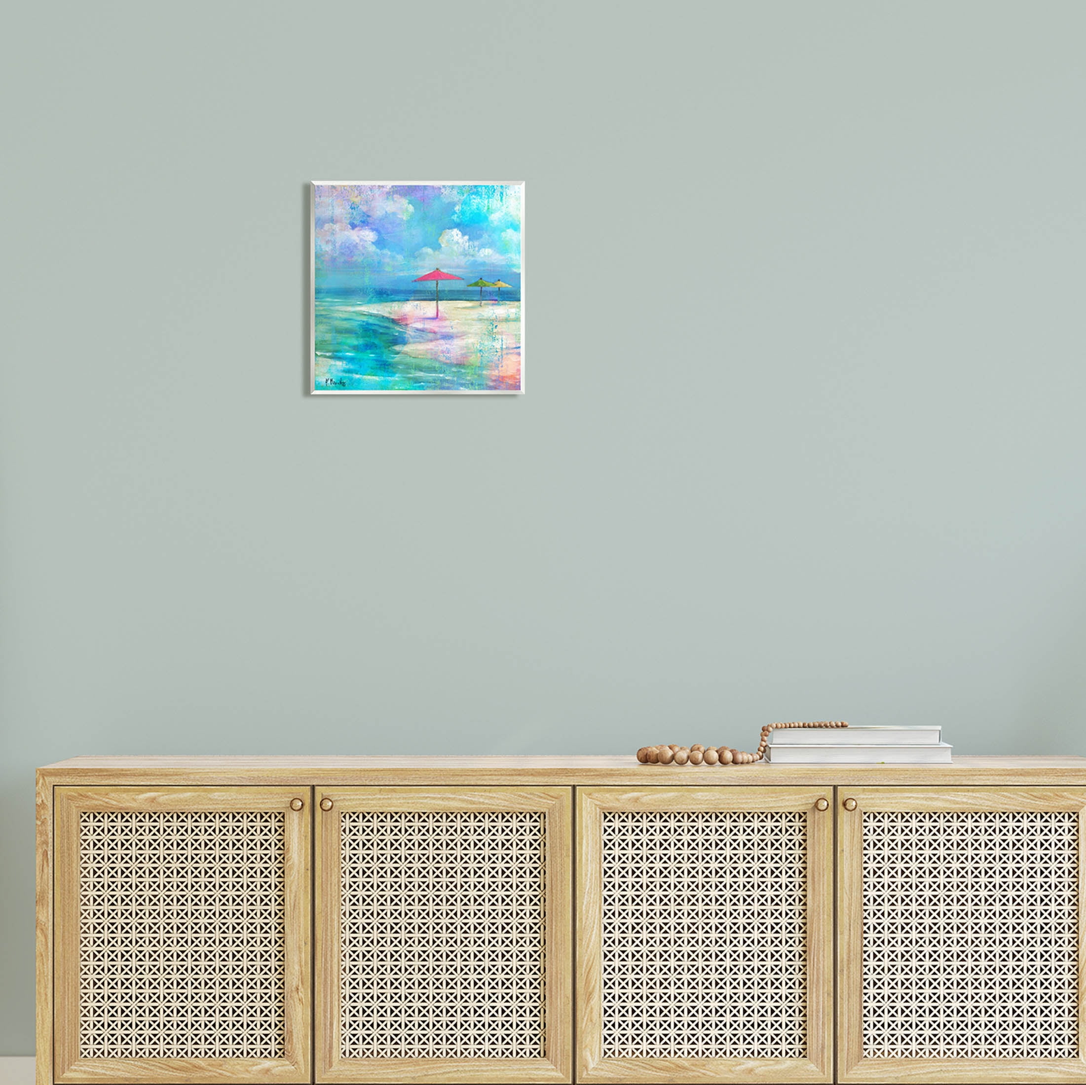 Stupell Industries Umbrella Beachscape Watercolor Mirage Painting Unframed Art Print Wall Art, Design by Paul Brent