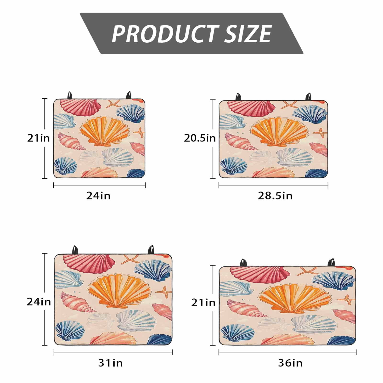 Orange Blue Pink Coastal Stove Top Cover for Electric Stove, Heat-proof & Non Slip Glass Top Stove Cover Protector, Summer Nautical Shell Beach Kitchen Flat Cooktop Rubber Mat 24x21 Inches