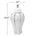 thumbnail image 2 of Beloved White Ceramic Ginger Jar with Silver Accent and Lid, 2 of 8