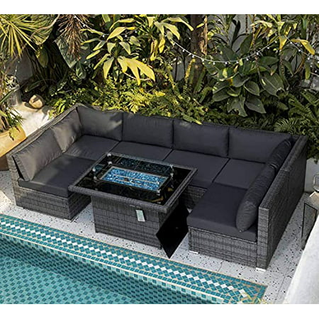 Patio Furniture Sectional Sofa, Outdoor Sectional With Fire Pit Clearance