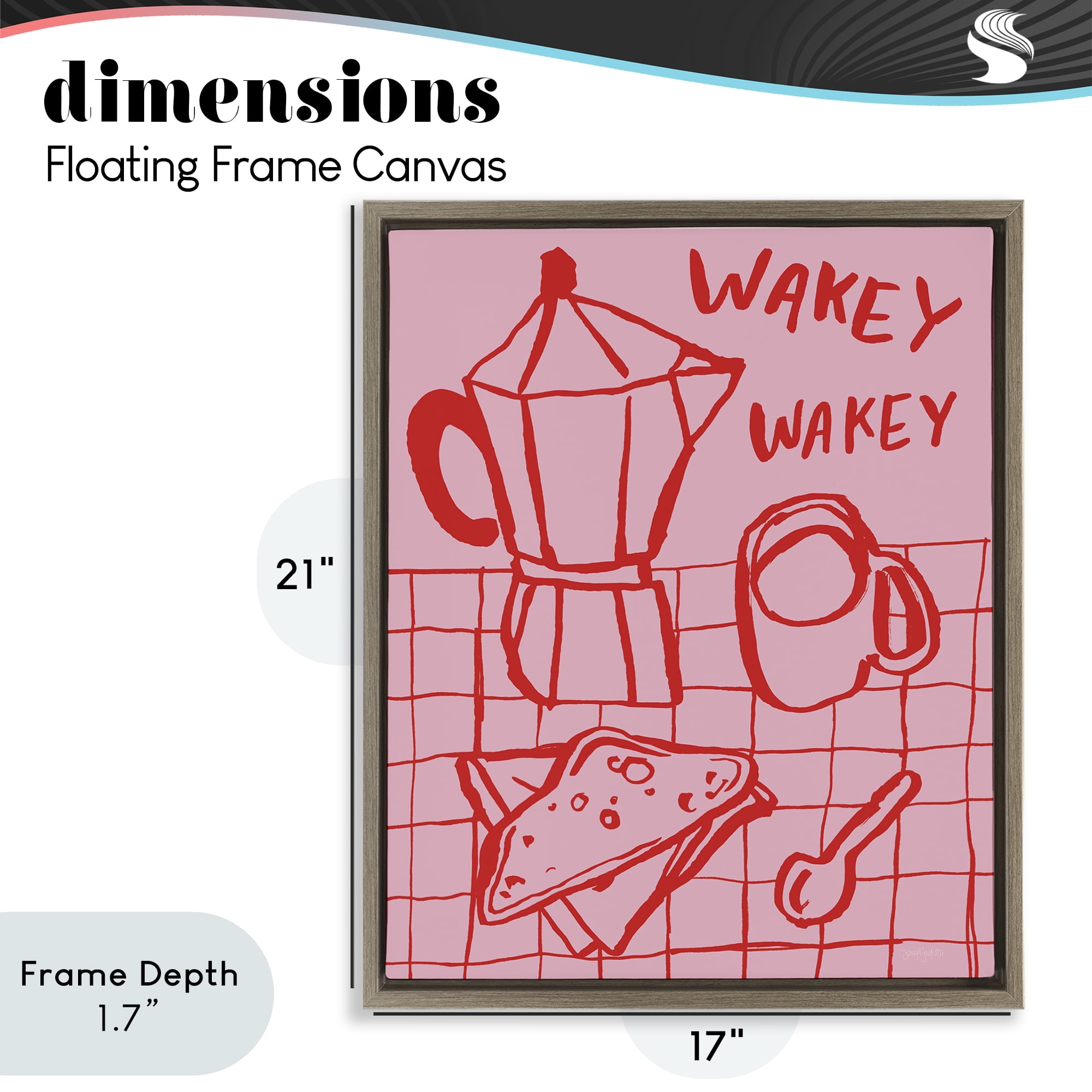 Stupell Industries Wakey Breakfast Doodles Brown Framed Floater Canvas Wall Art, design by Jenaya Jackson