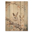 thumbnail image 3 of Designart "Rabbit Familly Asian Painting III" Asian Print on Natural Pine Wood, 3 of 5