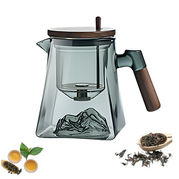 Tetera de vidrio de borosilicato de alta calidad con filtro de prensa, capacidad de 800 ml, tetera con un solo botón para separar el agua del té, resistente al calor, fácil de limpiar.