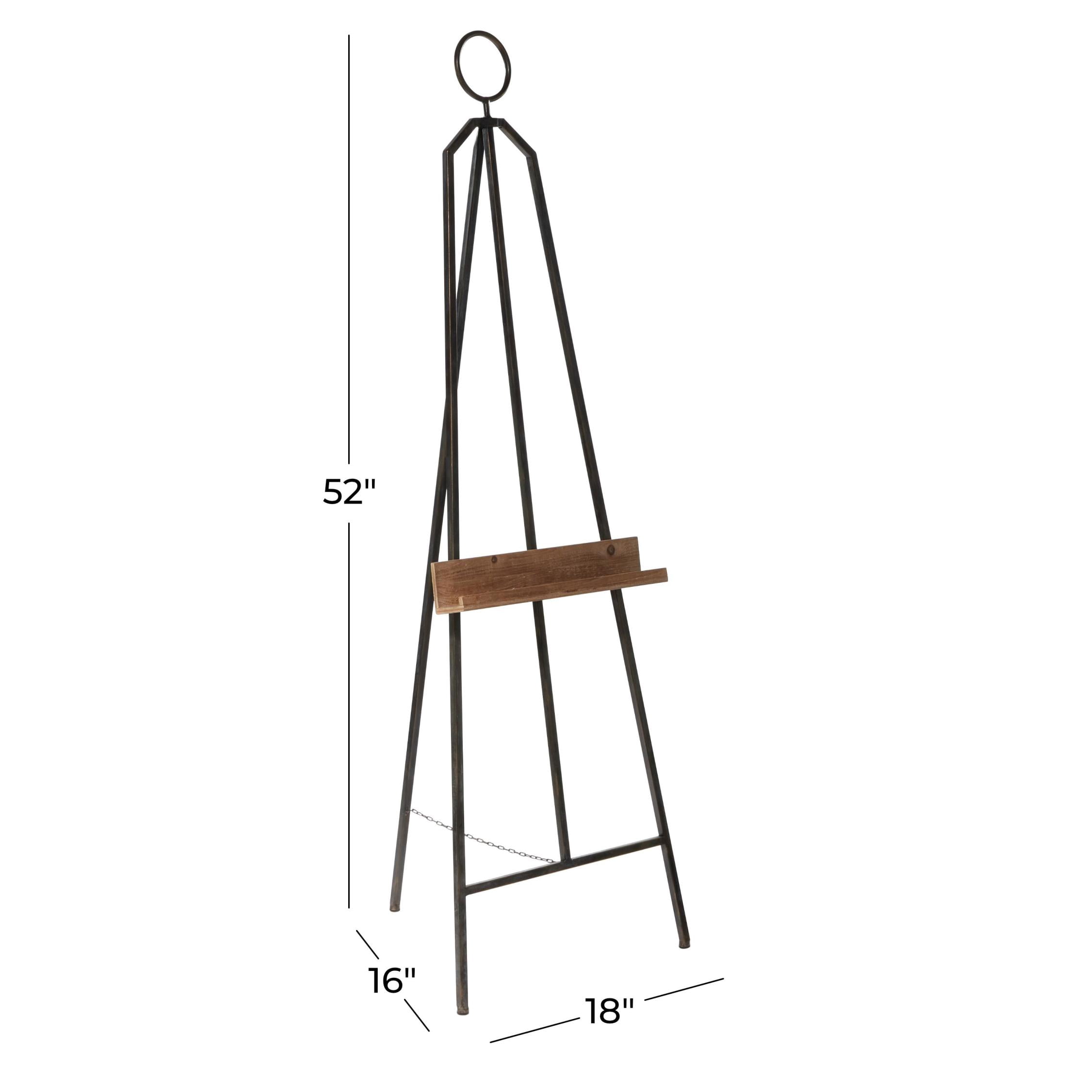 DecMode Black Industrial Extra Large Standing Metal Easel, 16"W x 52"H,for Canvas Holder, Signs, Mirrors and Message Boards