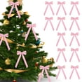 thumbnail image 2 of YIKA 12pcs Velvet Christmas Bows For Christmas Tree Wreath Gift Wrap Crafts Wedding Party Bows For Snack Bags Baking Candy Bags Home Decoration Pink, 2 of 8