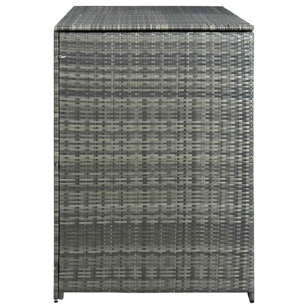 vidaXL Double Wheelie Bin Shed with Lid, Weather-Resistant, Poly Rattan 30.3"x58.3"x43.7" Gray