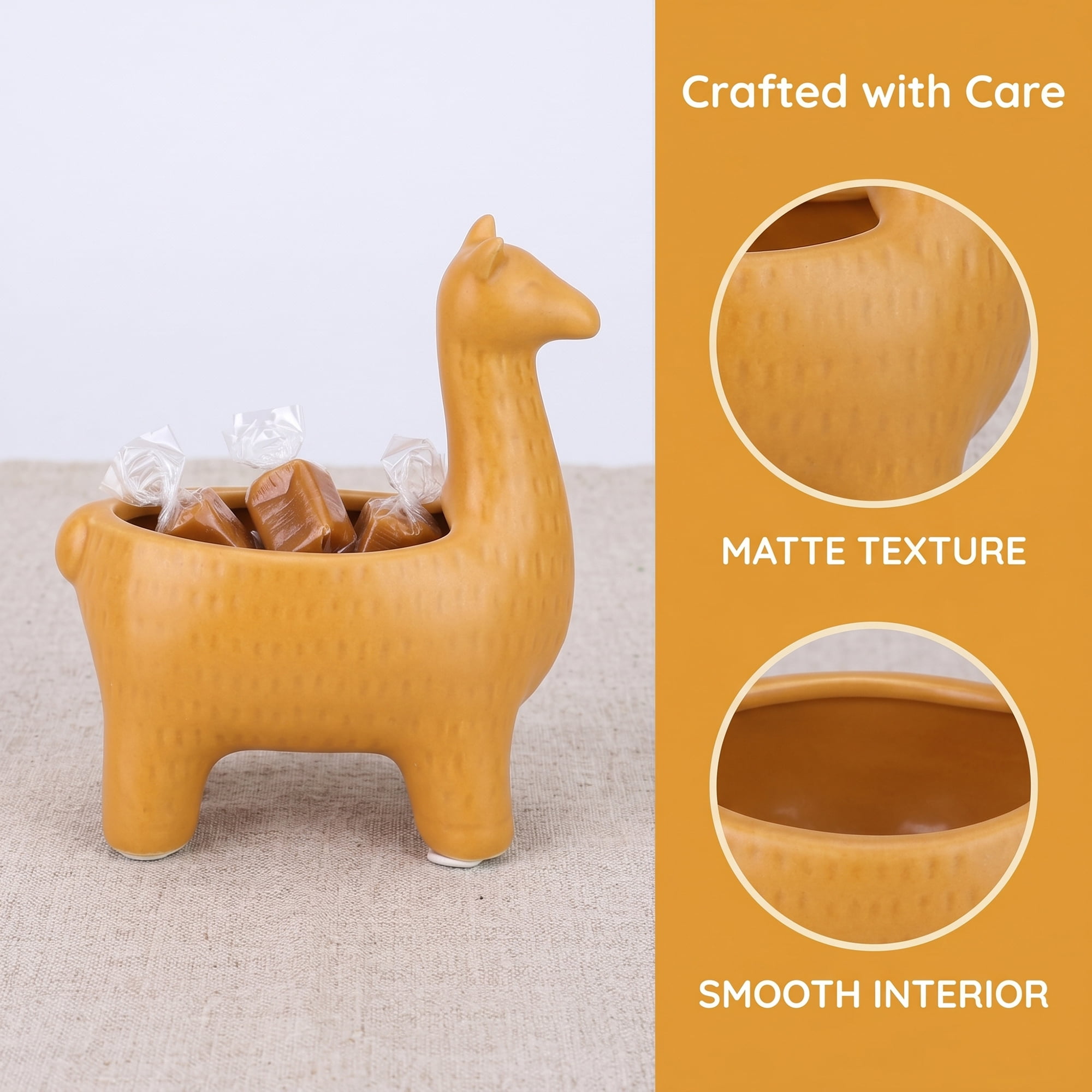 Unique Bargains Alpaca Ceramic Llama Jewelry Dish Key Holder Bowl Orange 8.3*5.9*9.4inch