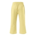 thumbnail image 5 of KAUOD Capris Pants for Girls Summer Loose Cotton Linen Straight Wide Leg Drawstring Elastic Waist Solid Cropped Trousers, 5 of 5