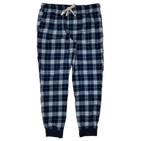 

Mens Blue Plaid Flannel Jogger Sleep Pants Pajama Bottoms Large