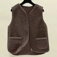 thumbnail image 2 of VISALY Faux Lamb Wool Vest Women Winter Warm Plush Thick Sleeveless Jackets Casual Zipped Up Winter Warm Sherpa Jacket Outwear with Pockets Coffee Xxxxl/185, 2 of 7