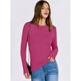 thumbnail image 5 of Women Long Sleeve Shirts Rib Knit Slim Fit Tops Fall Outfits Casual T-Shirt Underscrubs Layer Clothes Rose Red S, 5 of 8
