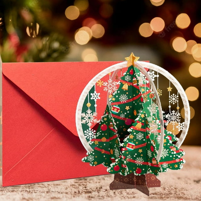 PEONAVET Holiday Greeting Cards Christmas Greeting Cards with Envelopes Three Dimensional Christmas Cards with Envelopes Christmas Greeting Cards Ornament