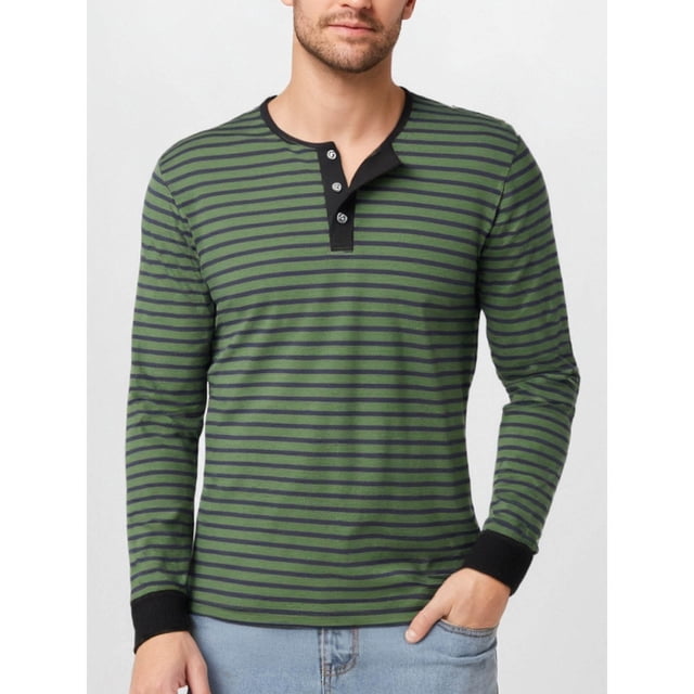 Styesk Chemises pour Hommes Chemise Homme Rayure Fallow Col Rond Ample Fallow T-shirt à Manches Longues Chemise de Base