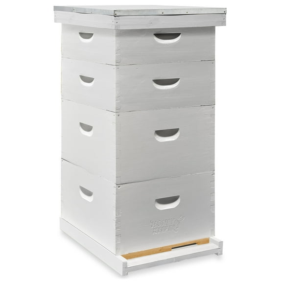 Honey Keeper Beehive Kit Assembled and Painted, 10 Frame Kit, 2 Deep Brood Boxes and 2 Medium Supers