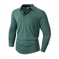 thumbnail image 2 of GuangCheng Mens Polo Shirts Classic Button Basic Long Sleeve Work Shirts Solid Cotton Tees Suit Dress Tops, 2 of 7
