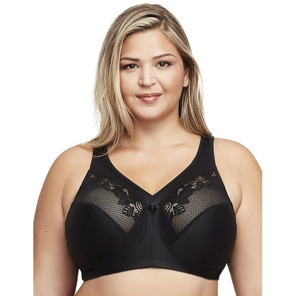 Glamorise Full Figure Plus Size MagicLift Minimizer Bra Wirefree #1003 Black