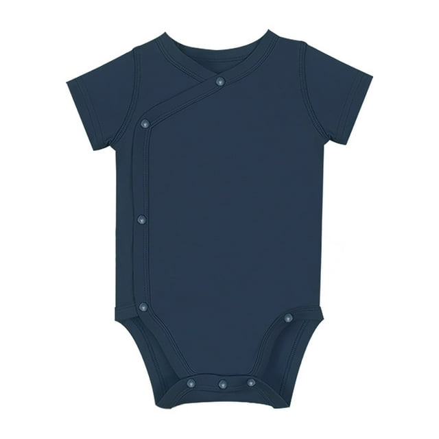 MIASHUI Baby Short Sleeve Side Snap Bodysuit Unisex Solid Color Soft Clothes,Blue,3-6 Months