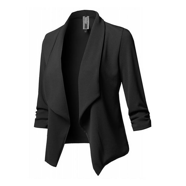 HIMONE Classic Draped Open Front Blazer for Womens Lightweight 3/4 Sleeve  Cardigan Jacket Work Office Blazer S-5XL - Walmart.com