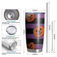 thumbnail image 6 of 20oz Tumblers Halloween Purple and Black Striped Pumpkins Stainless Steel Vacuum Insulated Double Wall Travel Tumbler Cups Mug with Lid and Straw,Cleaning Brush for Cold & Hot Drinks, 6 of 7
