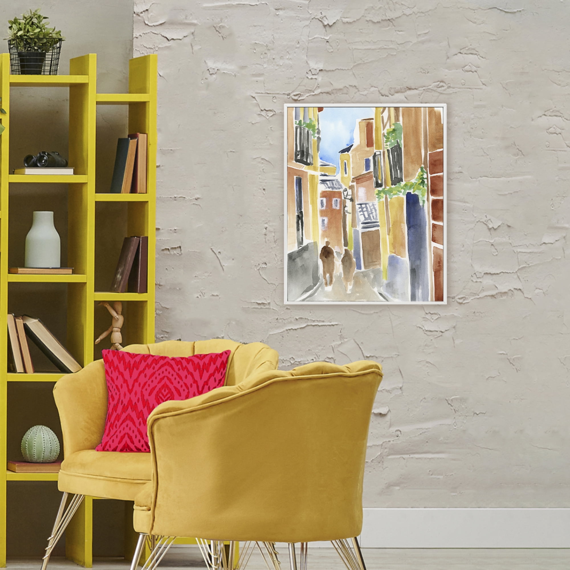 Stupell Industries Calles de Madrid Architecture White Framed Giclee Art, design by June Erica Vess