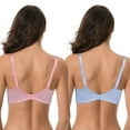 thumbnail image 2 of Curve Muse Women's Plus Size Minimizer Wirefree Unlined Bra With Lace Trim-2Pack-PINK,LT BLUE-36C, 2 of 7