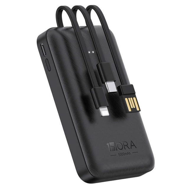 Powerbank 1Hora 5000 mAh 2 en 1 Tipo C Lightning GAR261 Negro