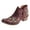 Red, variant on Rokment Women's Floral Embroidery Studded Cowboy Boots Boho Retro V-Cut Leather Pointed Toe Chunky Block High Heels Slip on Short Western Cowgirl Booties
