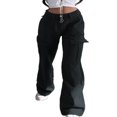 thumbnail image 1 of Women Jeans Solid Color Pocket Patchwork Wide Leg Pants, 1 of 6