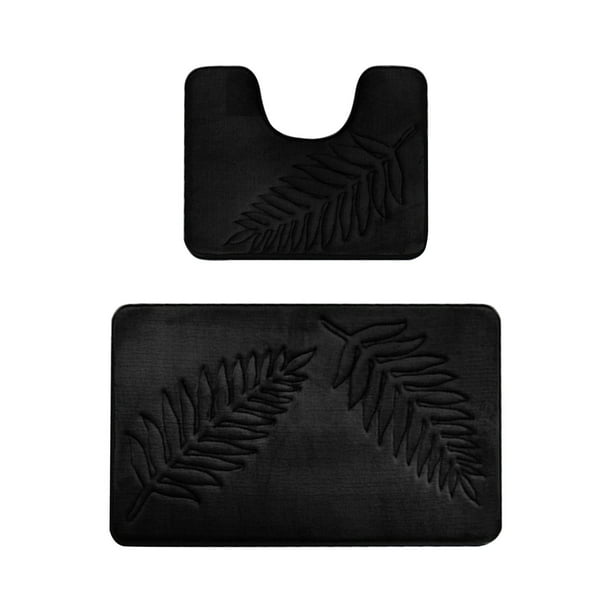 Yhmxh Alfombrillas de baño para baño Alfombra de baño Felpudo de hojas para baño, absorbente de agua, antideslizante, para inodoro, sala de estar, dormitorio, cocina, dos juegos Decoración del baño