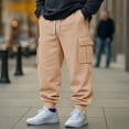 thumbnail image 2 of FRSASU Mens Fleece Tapered Sweatpants Warm Winter Athletic Jogger Pants with Flap Pockets Drawstring Outdoor Trousers Khaki, 2 of 8