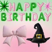 AZGRUEILK Wicked Balloons PresNok Wicked Decorations Balloons Green Balloon Banner Bow Foil Balloon for Princess Witch Theme Party Decorations Wicke Party Backdrop Decor Supplies