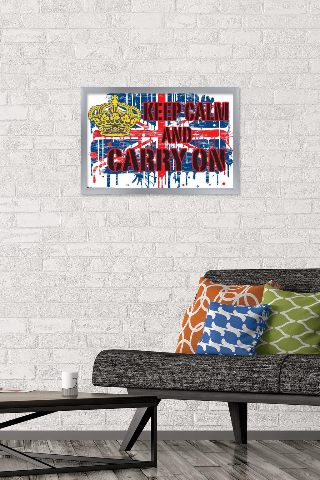 Keep Calm Wall Poster, 14.725" x 22.375", Framed
